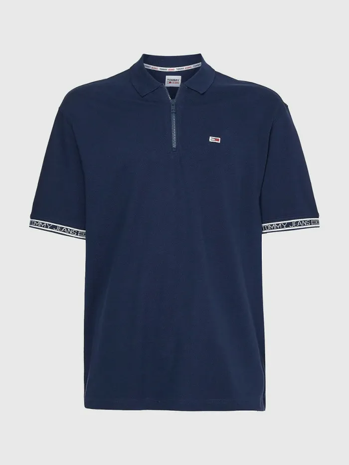Tommy Hilfiger Organic Cotton Logo Tape Polo Twilight Navy Mens Polo Shirts Gift for Friend Tommy Hilfiger Organic Cotton Logo Tape Polo Twilight Navy Mens Polo Shirts Gift for Friend