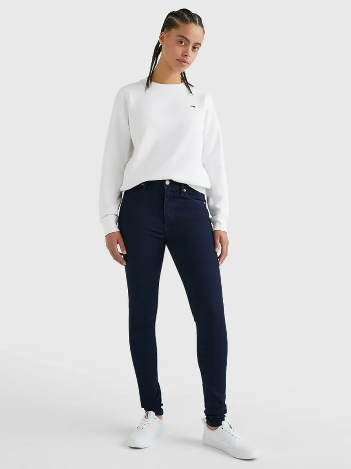 Tommy Hilfiger Organic Cotton Regular Fit Fleece Sweatshirt White Womens Essentials