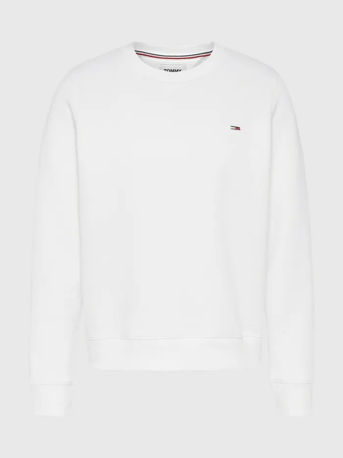Tommy Hilfiger Organic Cotton Regular Fit Fleece Sweatshirt White Womens Essentials