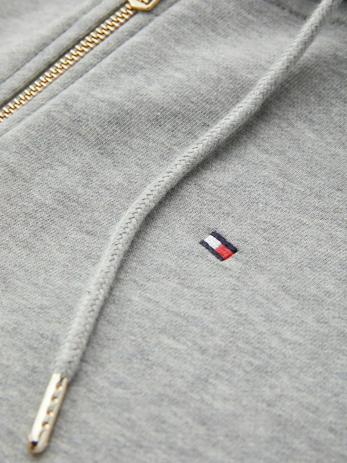 Tommy Hilfiger Organic Cotton Relaxed Fit ZipThru Hoody Light Grey Heather Womens Sweatshirts and Hoodies Sale