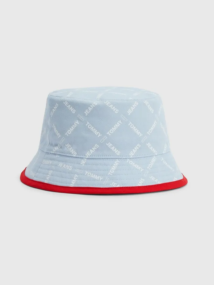 Tommy Hilfiger Organic Cotton Reversible Bucket Hat Chambray Sky Womens Hats and Scarves Cheap On Sale