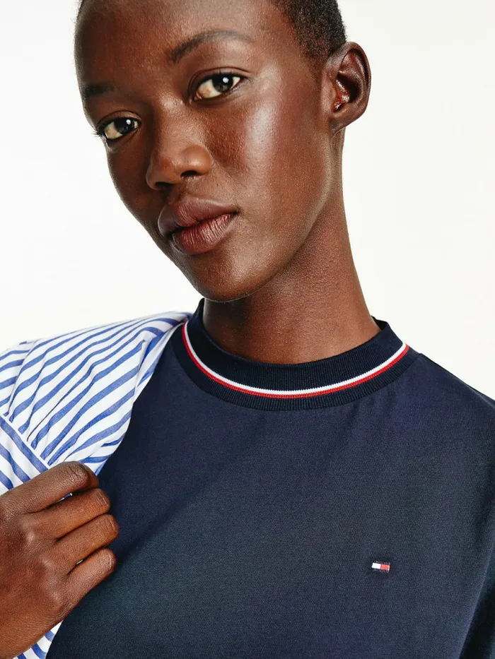 Tommy Hilfiger Organic Cotton Signature Relaxed Fit TShirt Desert Sky Womens TShirts For Sale