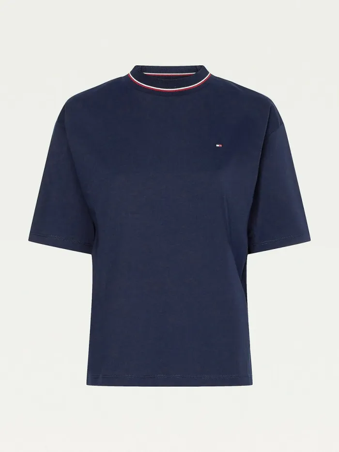 Tommy Hilfiger Organic Cotton Signature Relaxed Fit TShirt Desert Sky Womens TShirts For Sale