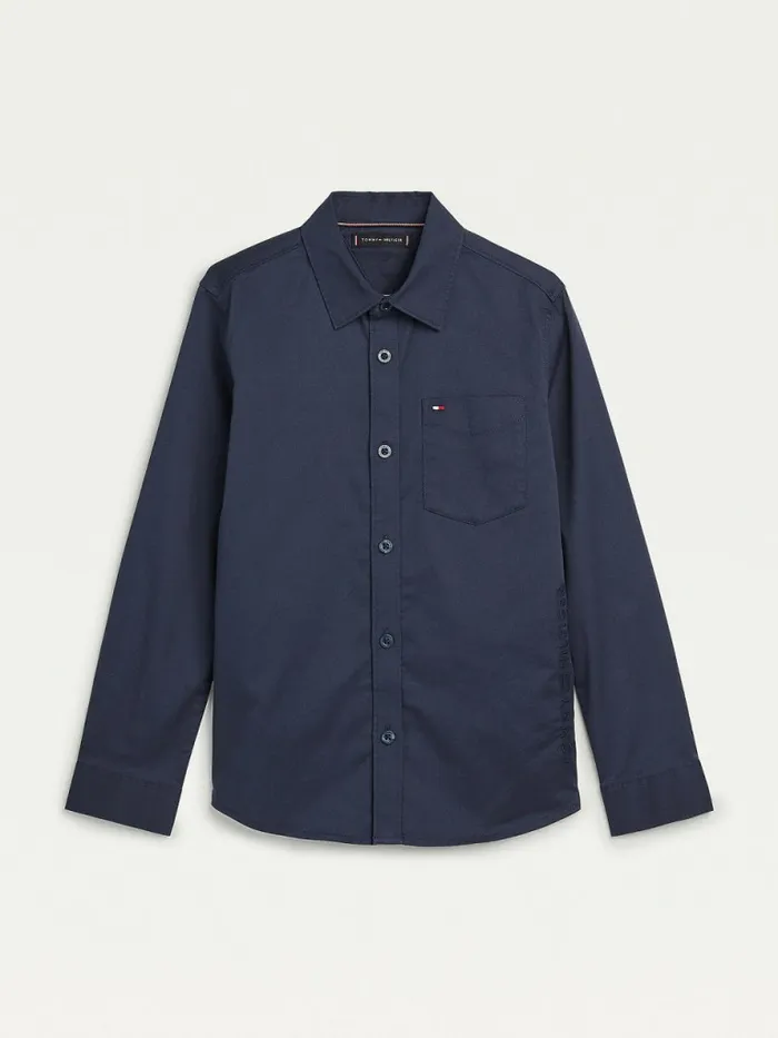 Tommy Hilfiger Organic Cotton Stretch Twill Logo Shirt Twilight Navy Boys Shirts Gift Ideas Tommy Hilfiger Organic Cotton Stretch Twill Logo Shirt Twilight Navy Boys Shirts Gift Ideas