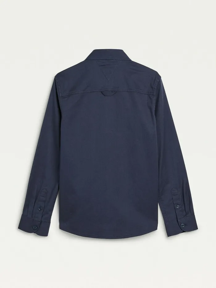 Tommy Hilfiger Organic Cotton Stretch Twill Logo Shirt Twilight Navy Boys Shirts Gift Ideas