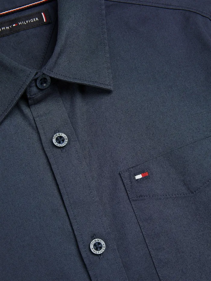 Tommy Hilfiger Organic Cotton Stretch Twill Logo Shirt Twilight Navy Boys Shirts Gift Ideas