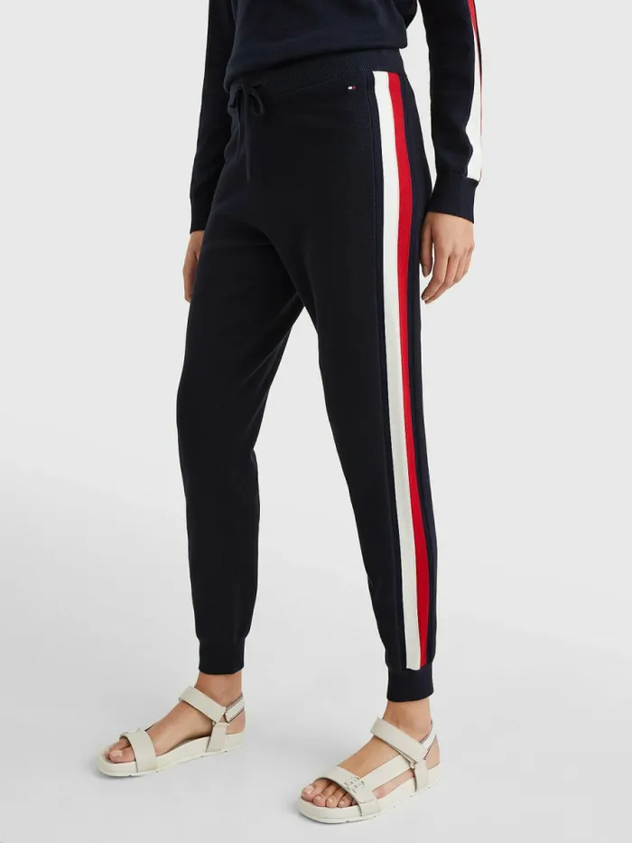 Tommy Hilfiger Organic Cotton Stripe Joggers Desert Sky Womens Trousers