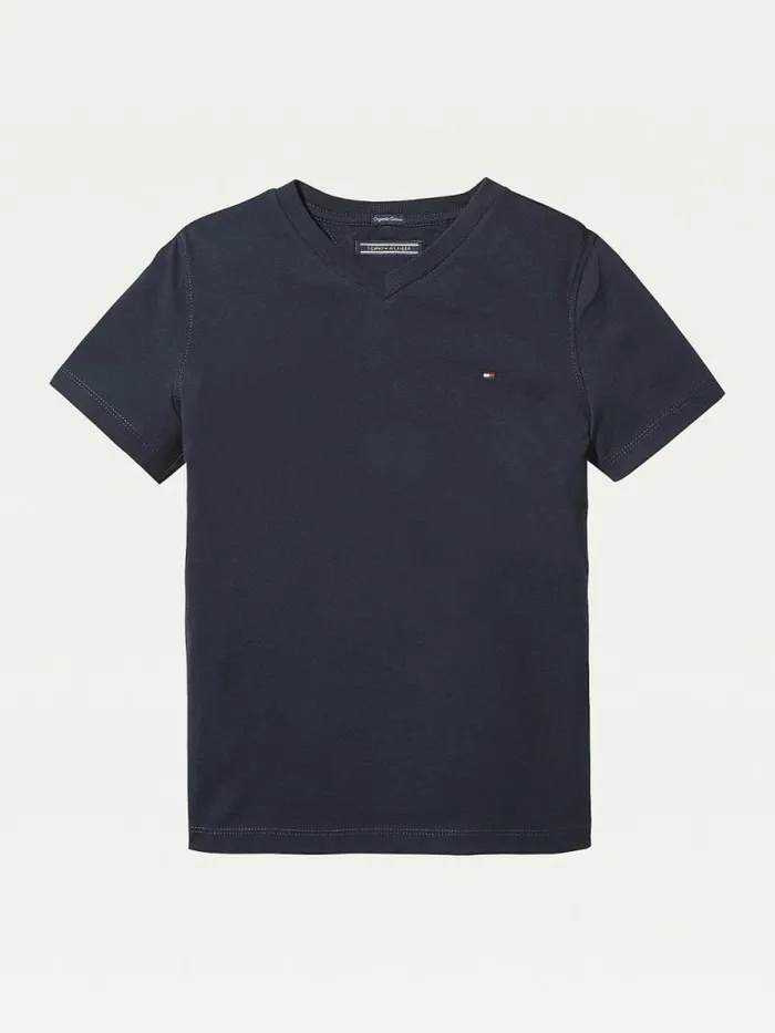 Tommy Hilfiger Organic Cotton VNeck TShirt Sky Captain Boys TShirts and Polos Gift for Friend Tommy Hilfiger Organic Cotton VNeck TShirt Sky Captain Boys TShirts and Polos Gift for Friend
