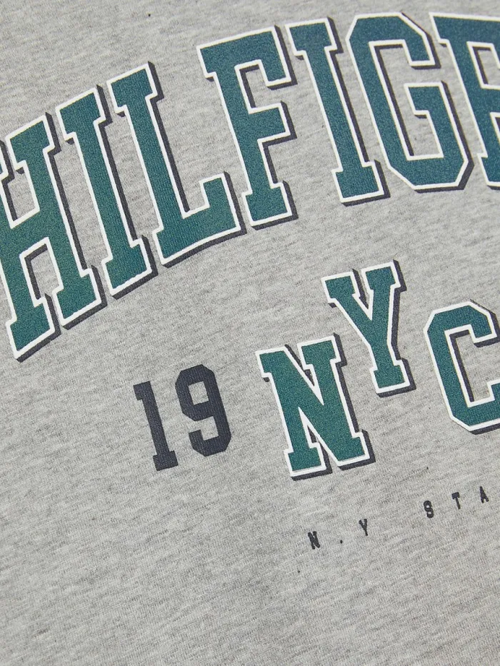 Tommy Hilfiger Organic Cotton Varsity Print TShirt Light Grey Heather Boys TShirts and Polos Cheap On Sale