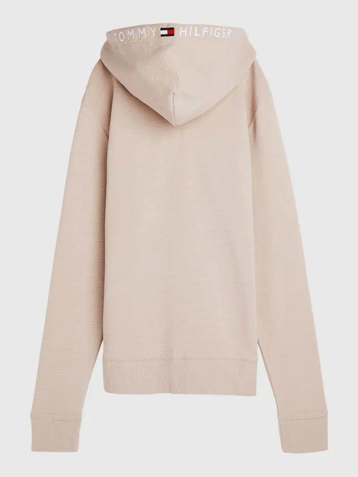 Tommy Hilfiger Organic Cotton ZipThru Logo Hoody Balanced Beige Mens Sweatshirts and Hoodies Gift for Friend