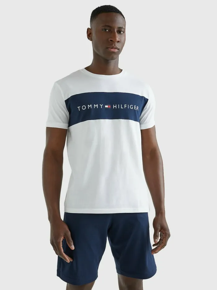 Tommy Hilfiger Original ColourBlocked Logo TShirt White Mens Loungewear and Nightwear Tommy Hilfiger Original ColourBlocked Logo TShirt White Mens Loungewear and Nightwear