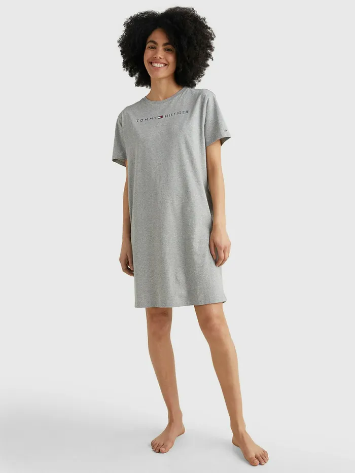 Tommy Hilfiger Original Half Sleeve Nightdress Grey Heather Womens Lounge and Nightwear Gift for Friend Tommy Hilfiger Original Half Sleeve Nightdress Grey Heather Womens Lounge and Nightwear Gift for Friend