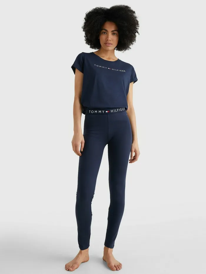 Tommy Hilfiger Original Logo TurnBack Cuff TShirt Navy Blazer Womens Essentials