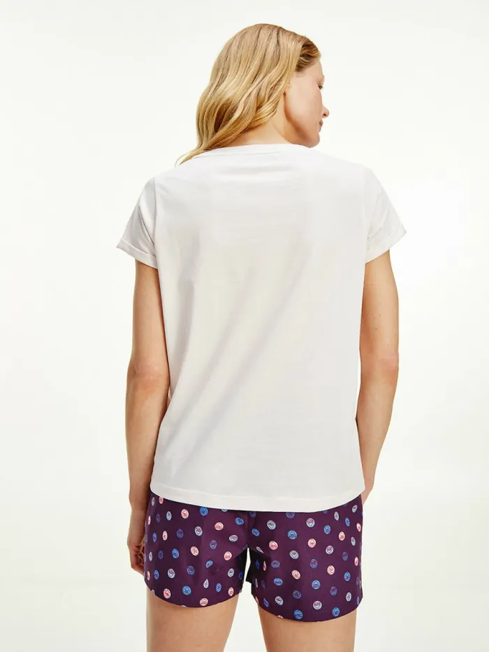 Tommy Hilfiger Original Logo TurnBack Cuff TShirt Pale Pink Womens TShirts Online