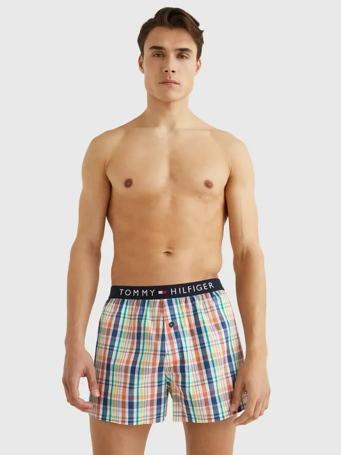 Tommy Hilfiger Original Logo Waistband Print Boxer Shorts Overlay Check Woven Mens Underwear Near Me