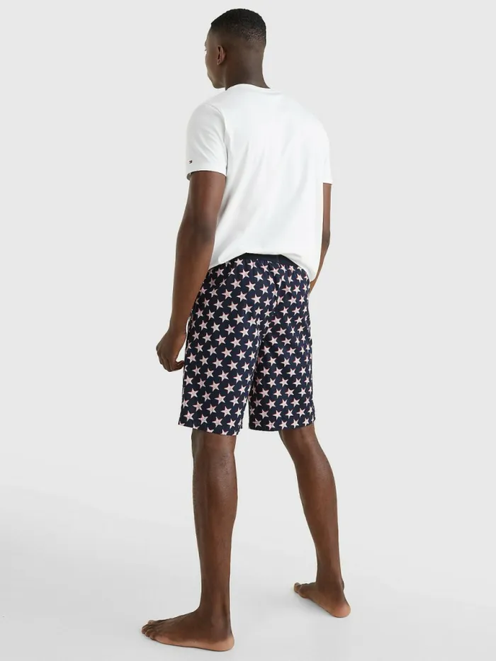 Tommy Hilfiger Original Short Print Pyjama Set WhiteOffset Stars Mens Loungewear and Nightwear