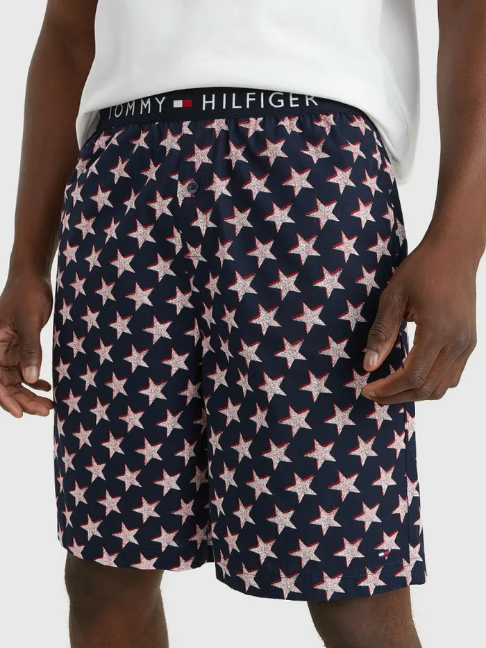 Tommy Hilfiger Original Short Print Pyjama Set WhiteOffset Stars Mens Loungewear and Nightwear