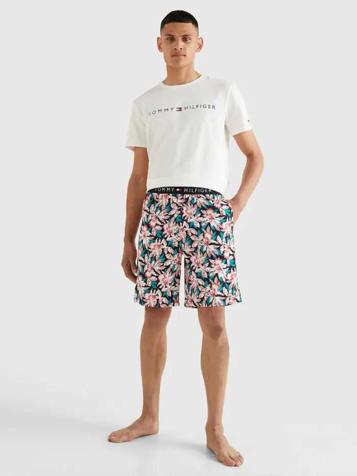 Tommy Hilfiger Original Short Print Pyjama Set WhiteTropical Floral Mens Loungewear and Nightwear Tommy Hilfiger Original Short Print Pyjama Set WhiteTropical Floral Mens Loungewear and Nightwear