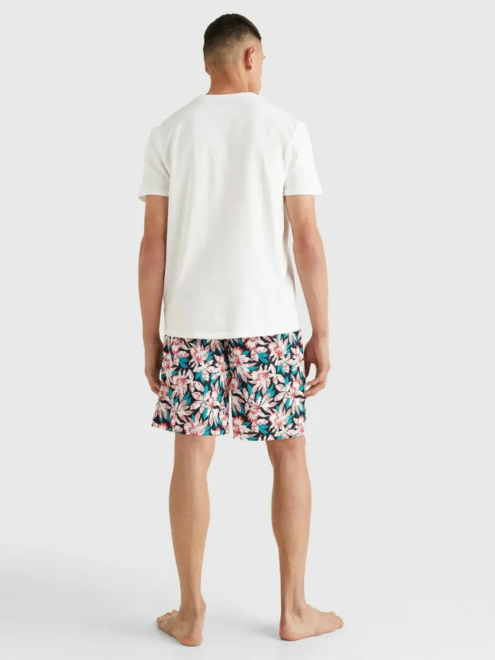 Tommy Hilfiger Original Short Print Pyjama Set WhiteTropical Floral Mens Loungewear and Nightwear
