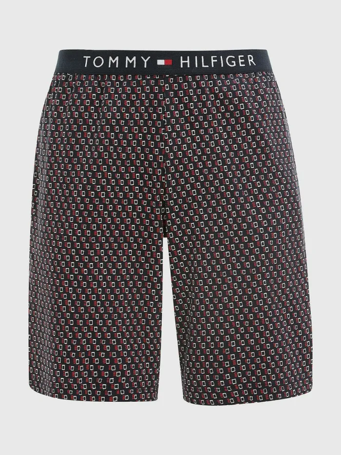 Tommy Hilfiger Original Short Sleeve Jersey Pyjama Set Desert SkyAbstract Flag Mens Loungewear and Nightwear