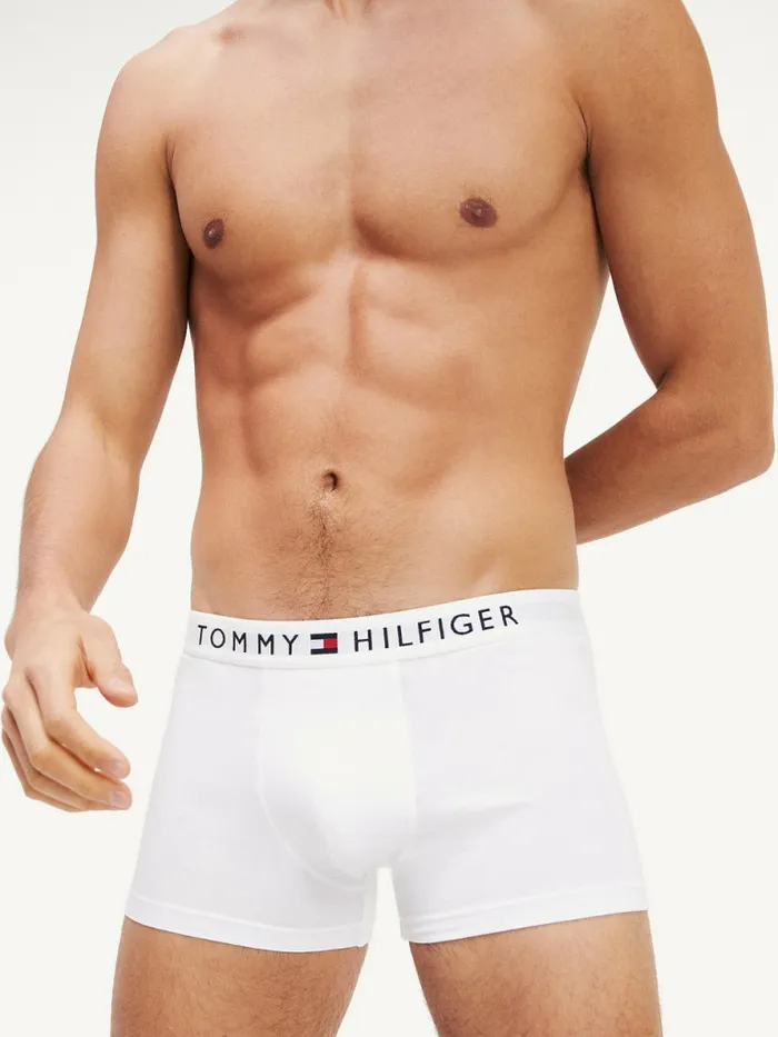 Tommy Hilfiger Original Stretch Logo Waistband Trunks White Mens Underwear Online