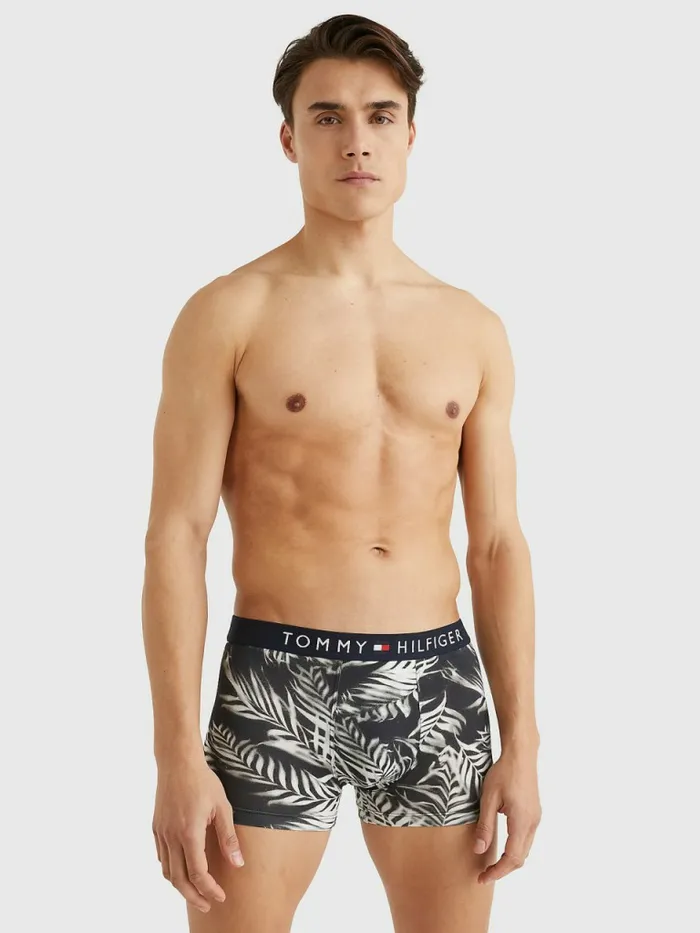 Tommy Hilfiger Original Stretch Microfibre Print Trunks Palm Shadow Mens Underwear Sale