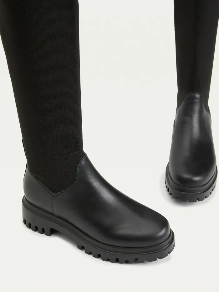 Tommy Hilfiger OverKnee Cleat PullOn Boots Black Womens Boots Gift 4 You