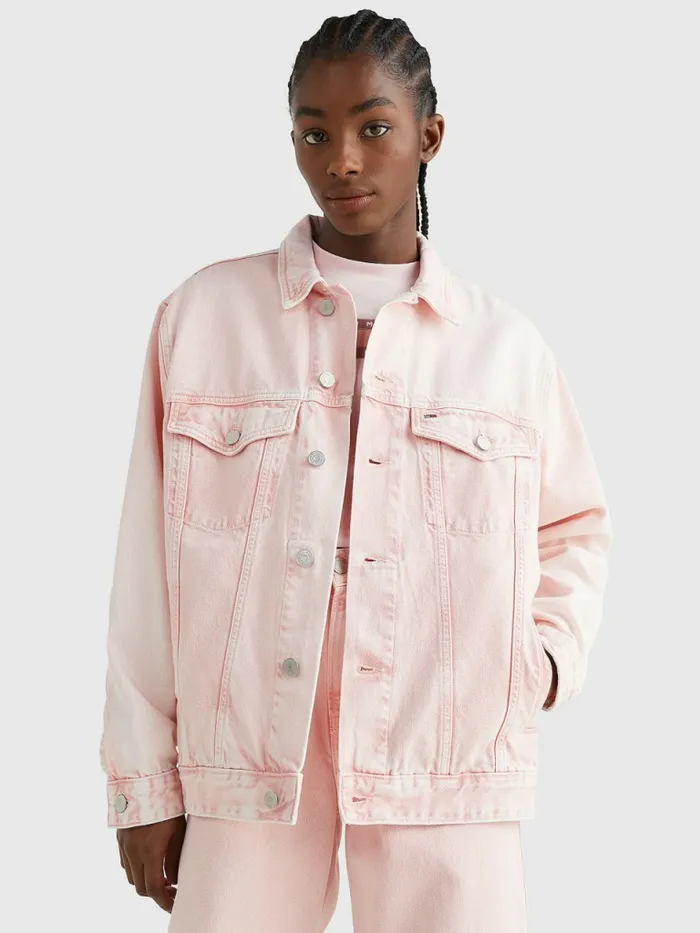 Tommy Hilfiger Oversized Denim Trucker Jacket Denim Color Womens Coats and Jackets Casaul Tommy Hilfiger Oversized Denim Trucker Jacket Denim Color Womens Coats and Jackets Casaul