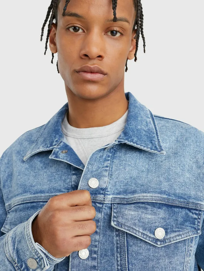 Tommy Hilfiger Oversized Trucker Jacket Denim Medium Mens Coats and Jackets Gift for Friend