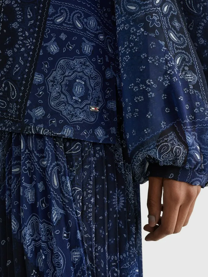 Tommy Hilfiger Paisley Print Relaxed Fit Blouse Patchwork BandanaDesert Sky Womens Shirts and Blouses For Sale