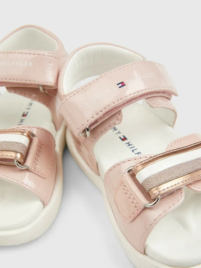 Tommy Hilfiger Patent Glitter Flag Sandals Pink Girls Shoes and Accessories Near Me
