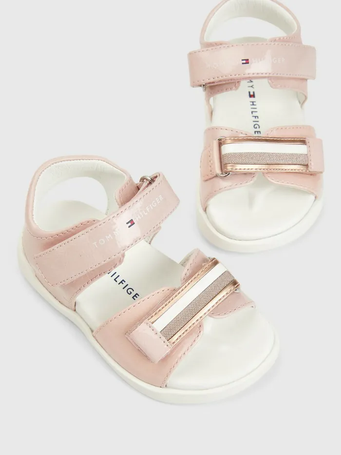 Tommy Hilfiger Patent Glitter Flag Sandals Pink Girls Shoes and Accessories Near Me
