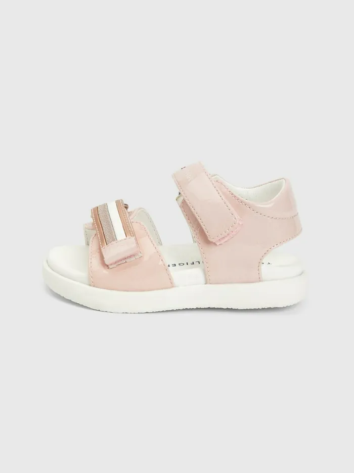 Tommy Hilfiger Patent Glitter Flag Sandals Pink Girls Shoes and Accessories Near Me