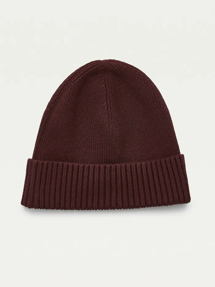 Tommy Hilfiger Pima Cotton Cashmere Cuffed Beanie Deep Burgundy Mens Hats and Scarves Online
