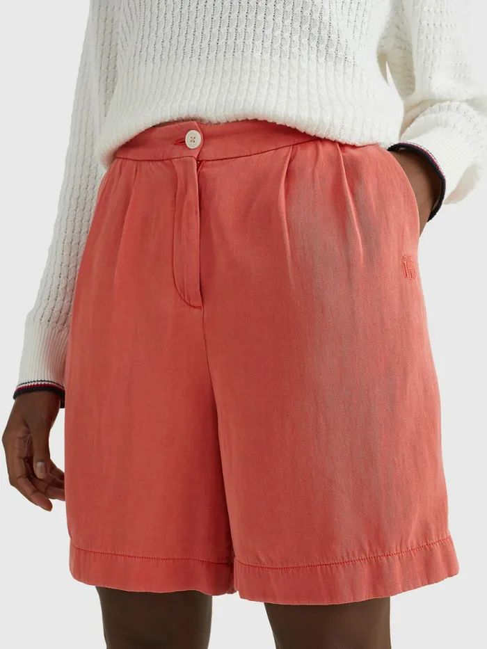 Tommy Hilfiger Pleated Pull On Shorts Crystal Coral Womens Shorts Sale