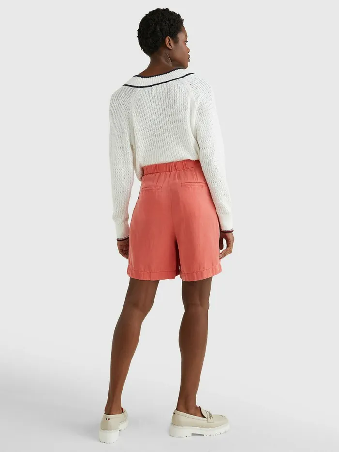Tommy Hilfiger Pleated Pull On Shorts Crystal Coral Womens Shorts Sale