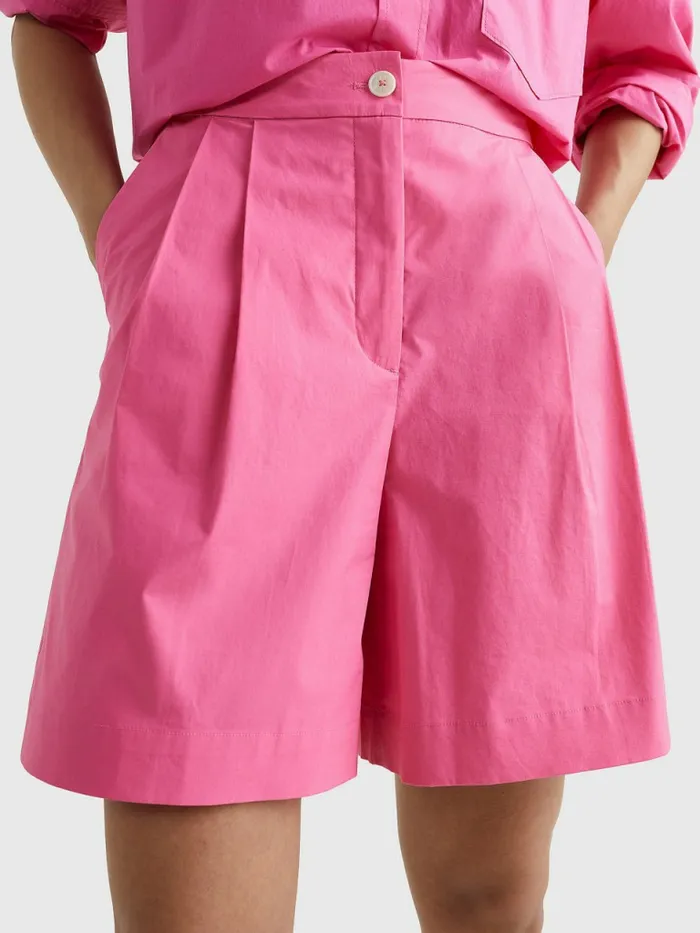 Tommy Hilfiger Pleated Relaxed Fit Shorts Radiant Pink Womens CoOrds Popular