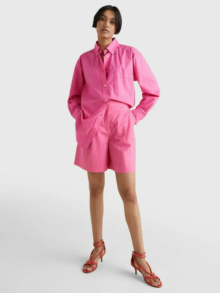 Tommy Hilfiger Pleated Relaxed Fit Shorts Radiant Pink Womens CoOrds Popular