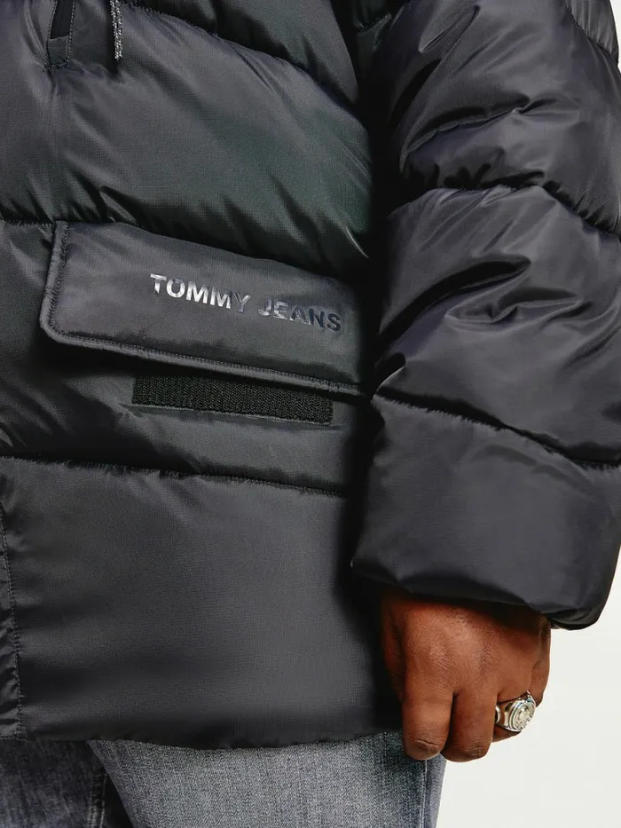 Tommy Hilfiger Plus Asymmetrical Zip Puffer Jacket Black Mens Coats and Jackets Popular
