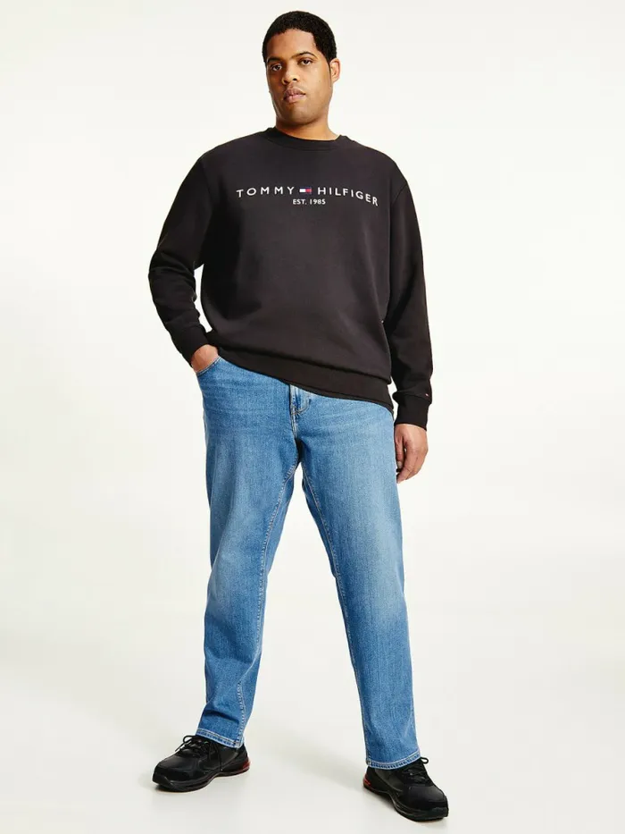 Tommy Hilfiger Plus Crew Neck Logo Sweatshirt Black Mens Sweatshirts and Hoodies Gift for Friend Tommy Hilfiger Plus Crew Neck Logo Sweatshirt Black Mens Sweatshirts and Hoodies Gift for Friend