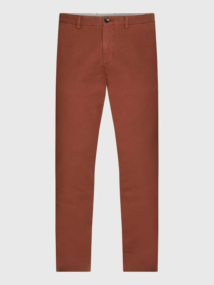 Tommy Hilfiger Plus Denton Slim Fit Th Flex Chinos Dark Russet Mens Trousers
