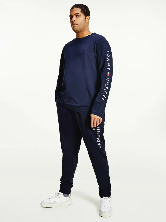 Tommy Hilfiger Plus Organic Jersey Logo Long Sleeve TShirt Desert Sky Mens Plus Size Clothing Tommy Hilfiger Plus Organic Jersey Logo Long Sleeve TShirt Desert Sky Mens Plus Size Clothing