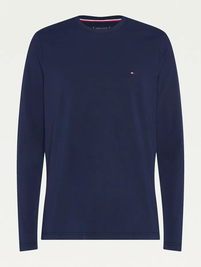 Tommy Hilfiger Plus Organic Jersey Logo Long Sleeve TShirt Desert Sky Mens Plus Size Clothing