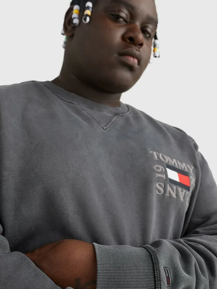 Tommy Hilfiger Plus Relaxed Crew Neck Sweatshirt Black Mens Sweatshirts and Hoodies Near Me