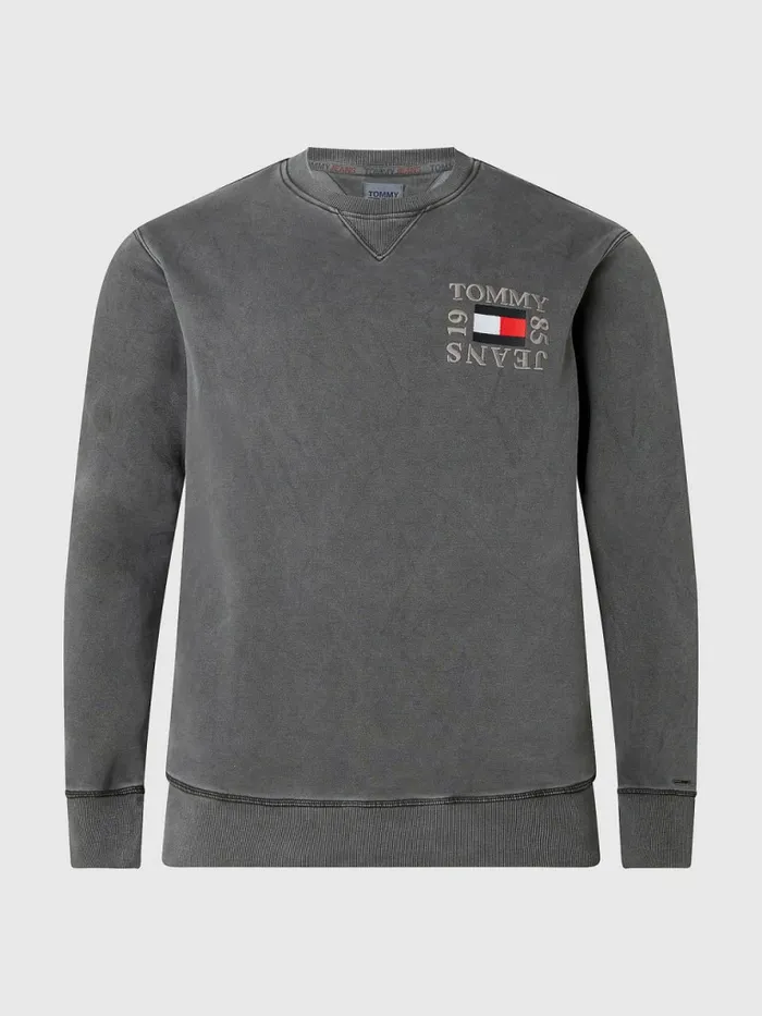 Tommy Hilfiger Plus Relaxed Crew Neck Sweatshirt Black Mens Sweatshirts and Hoodies Near Me