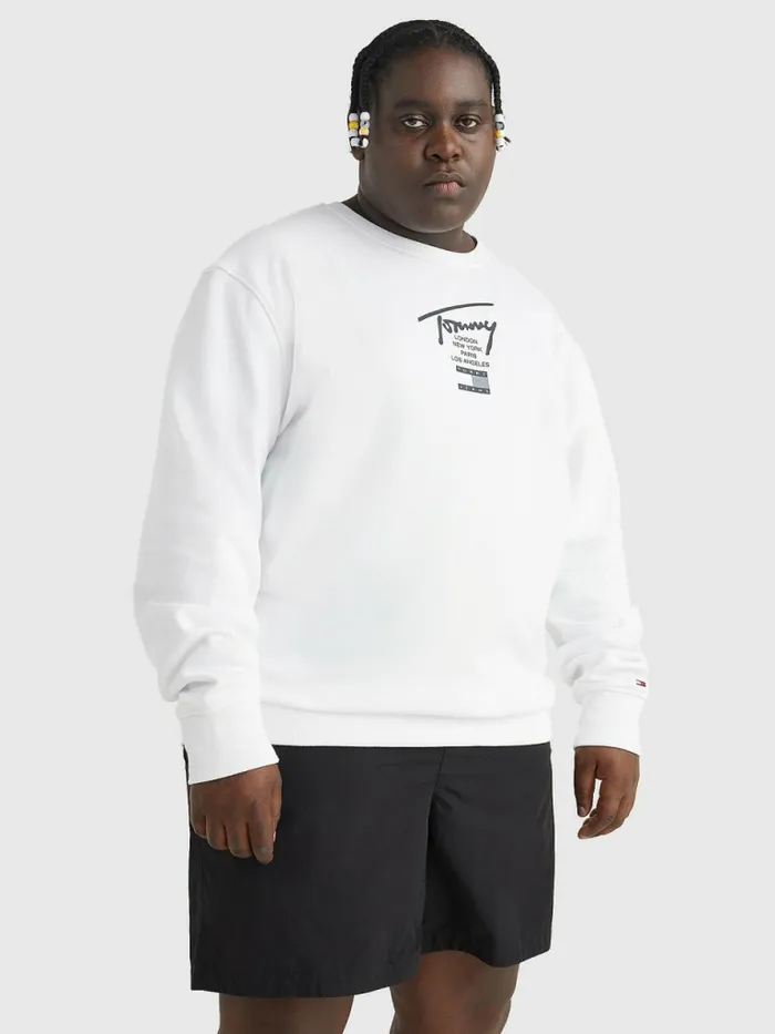 Tommy Hilfiger Plus Signature Logo Sweatshirt White Mens Sweatshirts and Hoodies Cheap On Sale Tommy Hilfiger Plus Signature Logo Sweatshirt White Mens Sweatshirts and Hoodies Cheap On Sale