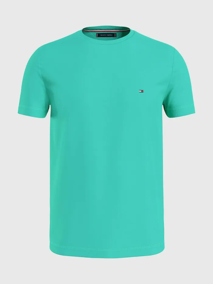 Tommy Hilfiger Plus Stretch Organic Cotton Slim Fit TShirt Aloha Green Mens TShirts Casaul