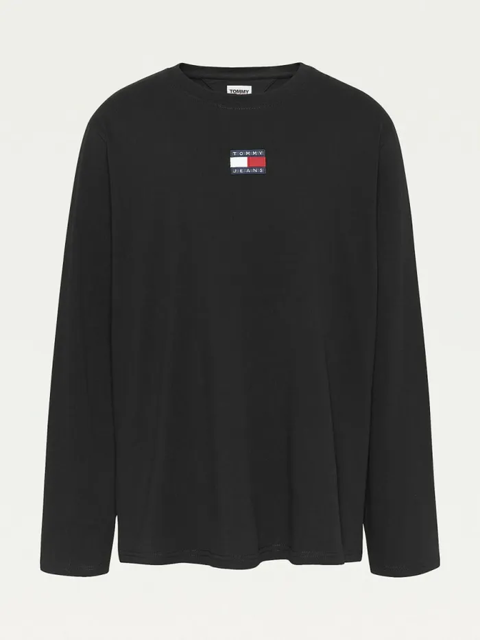 Tommy Hilfiger Plus Tommy Badge Long Sleeve TShirt Black Mens Plus Size Clothing