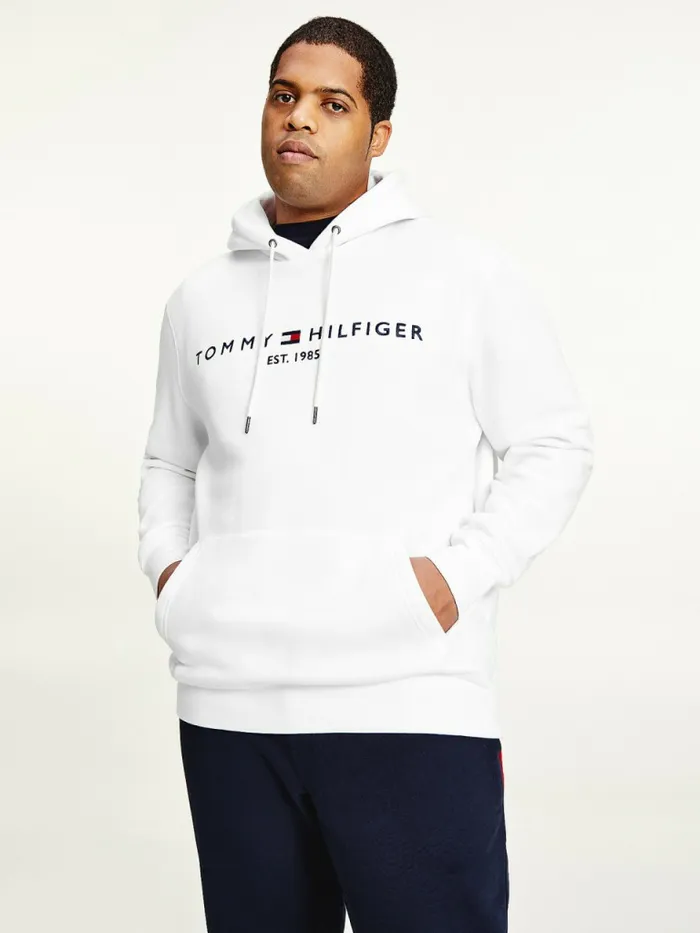 Tommy Hilfiger Plus Tommy Logo Flex Fleece Hoody White Mens Sweatshirts and Hoodies Casaul Tommy Hilfiger Plus Tommy Logo Flex Fleece Hoody White Mens Sweatshirts and Hoodies Casaul