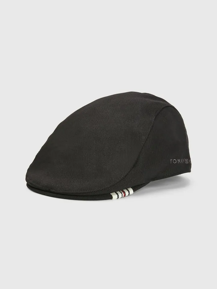 Tommy Hilfiger Premium Logo Embroidery Flat Cap Black Mens Hats and Scarves Gift for Friend Tommy Hilfiger Premium Logo Embroidery Flat Cap Black Mens Hats and Scarves Gift for Friend